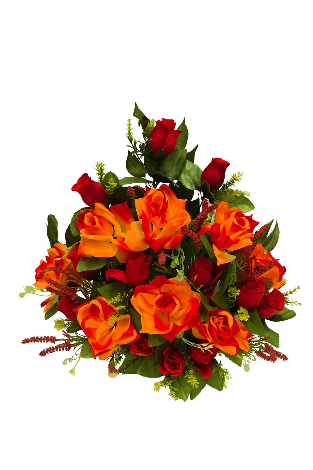 DRW Kunstblumen-Zentrum für Hochzeiten, Kirchen und Friedhöfe, Rot und Orange, 55 x 50 x 22 cm