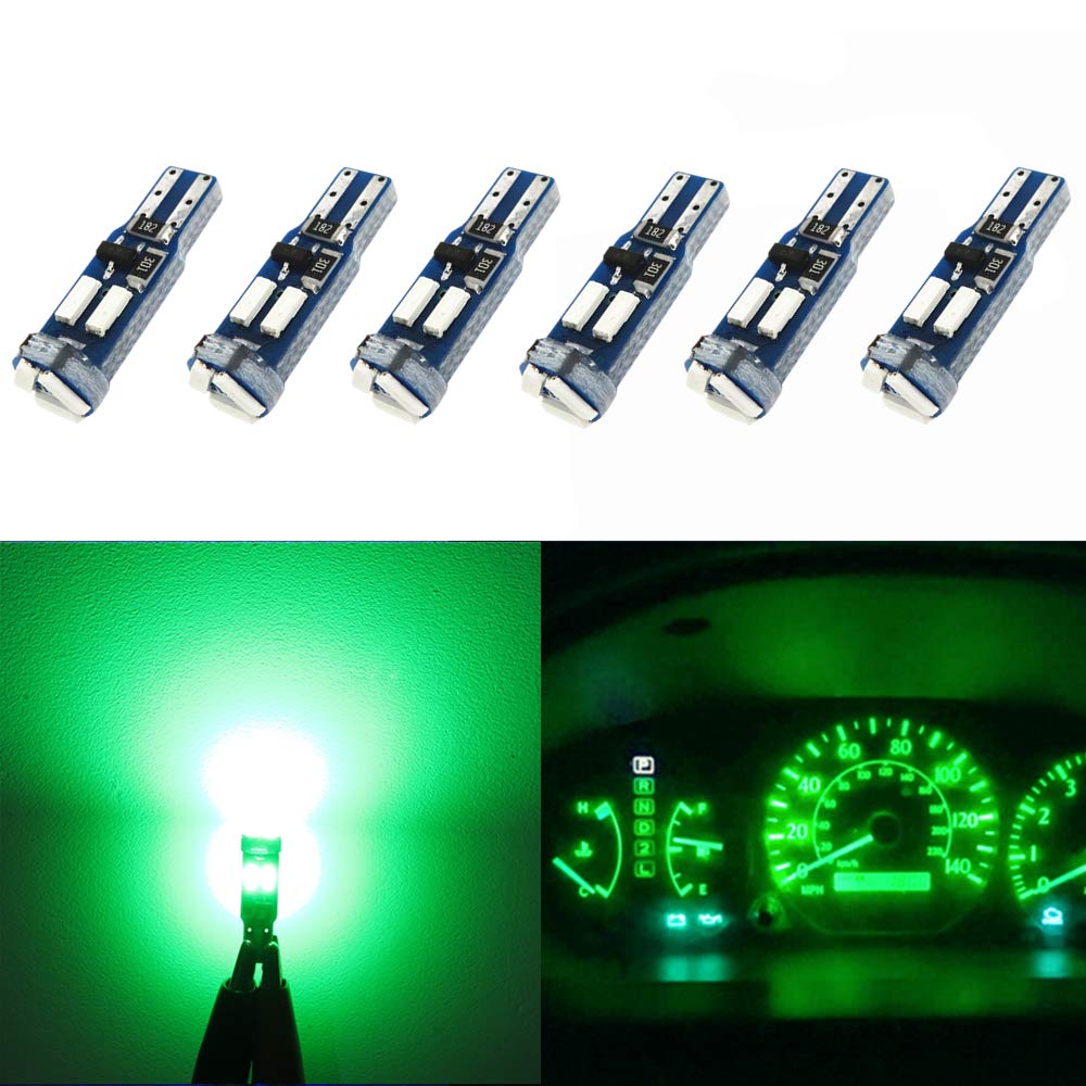 Buy WLJH 6 Pack Super Bright Green T5 Led Light 37 74 306 307 308 406