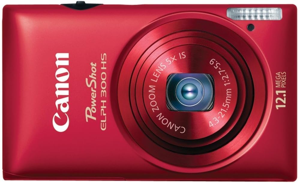 Canon PowerShot ELPH 300 HS 12.1 MP CMOS Digital Camera with Full 1080p HD Video (Red)