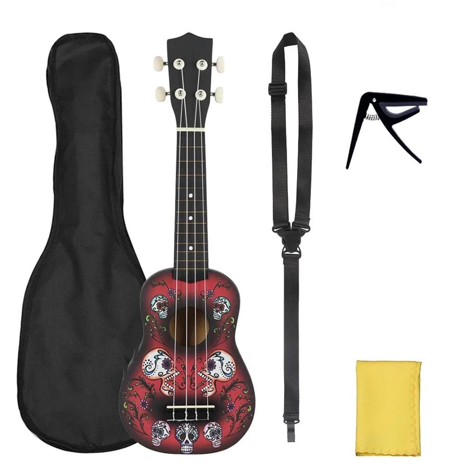 Ukulele 21calowa Czterostrunowa Gitara Ukulele Basowa O Wysokim Tonie Z Tunerem Capo I Innymi Akcesoriami(Ukulele set)