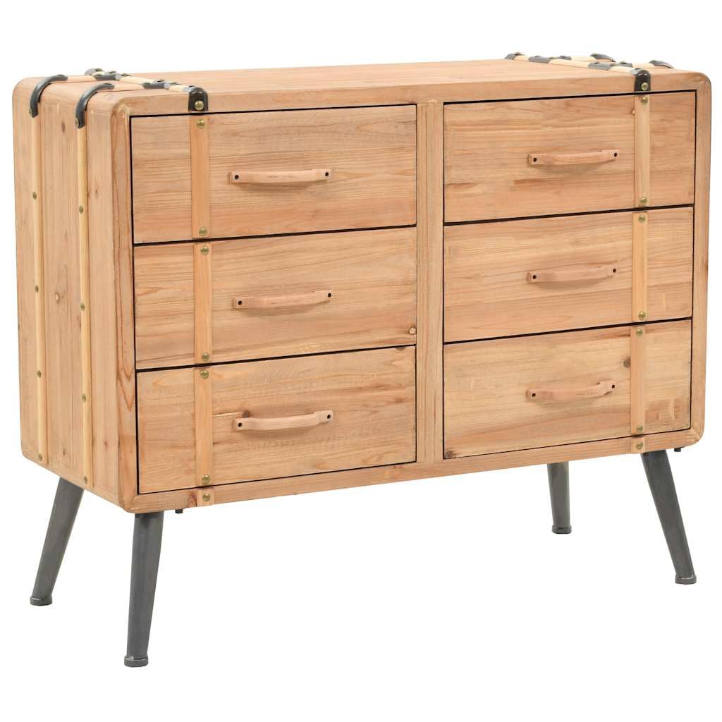 Komoda z szufladami z litego drewna jodłowego, 91 x 35 x 73 cm, z 6 szufladami, styl vintage, walizka, miejsce do przechowywania, szafa do salonu, sypialni, szafka wielofunkcyjna