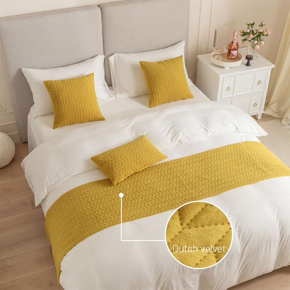 Morbuy Chemin De Lit Avec Coussin Assorti, Couleur Unie Chemin De Lit