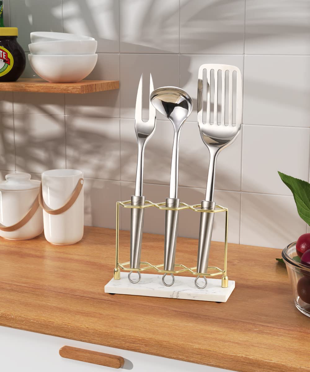 Emibele Portaspazzolino in Resina con 3 Slot, Porta Spazzolino Elettrico | Porta Spazzolino da Denti a Forma di Esagono, Supporto per Dentifricioda con Funzione di Drenaggio - Oro/Bianco