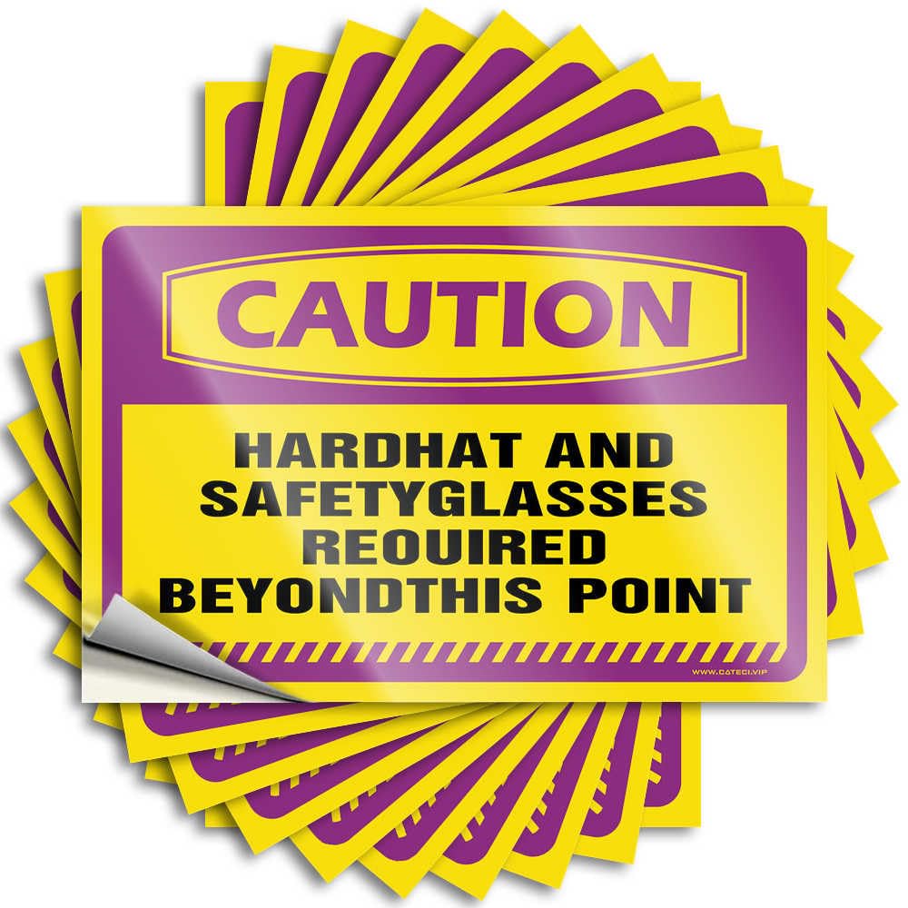 Decal Bar Accessories Man Cave Durable Vinyl - Caution Hard Hat and Safety Glasses Required Laptop for Science Use(12X18CM)