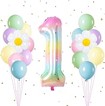 1 Year Birthday Balloon for Girls, Birthday Decoration, Daisy Flower Balloons, 1 Year Daisy, for Birthday Parties, Boys Girls Baby Christening