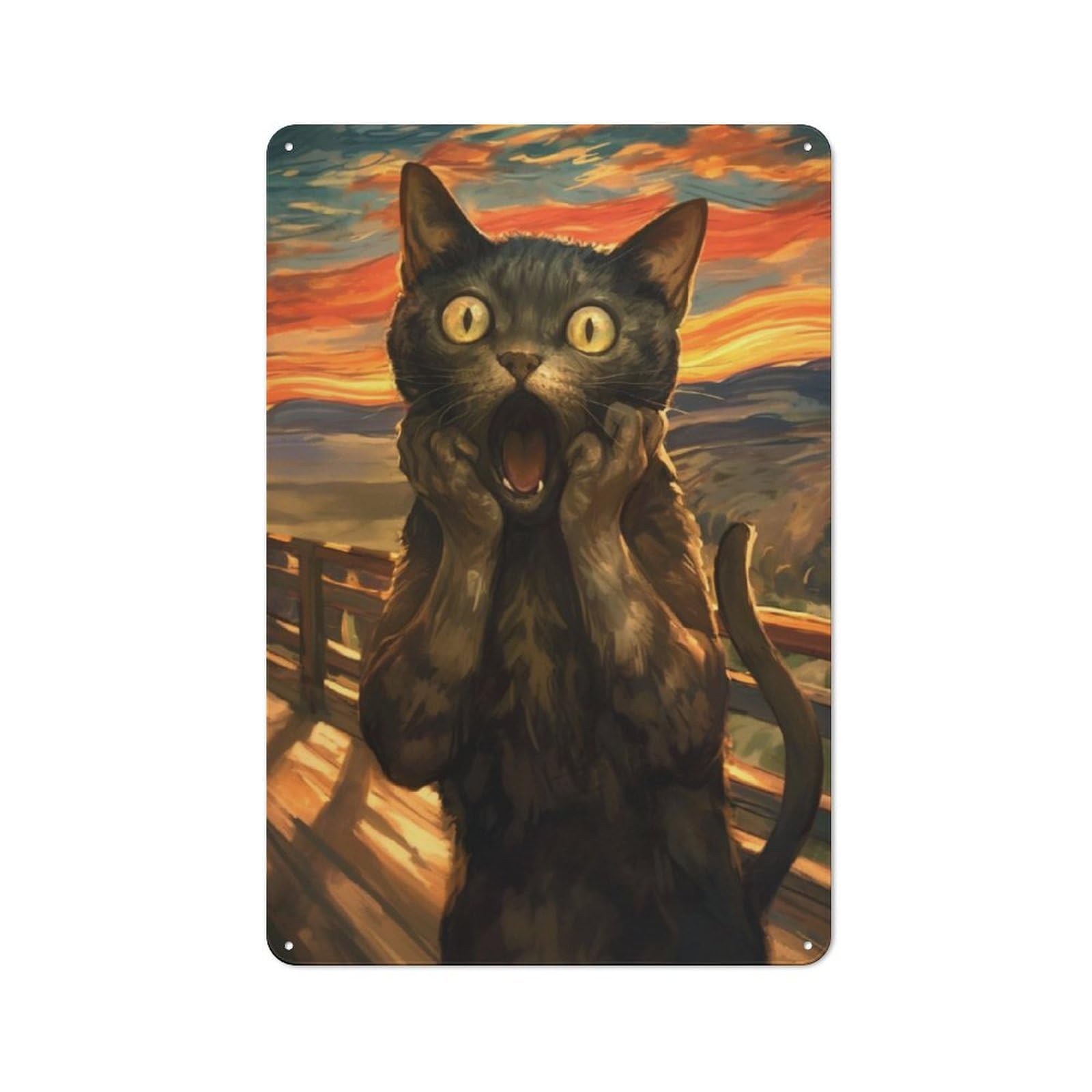 Junmoney Cat Scream Metal Wall Art Sign With Design 30X20cm, Vintage Vintage Wall Decor For Living Room, Hallway, Kitchen Or Cafe