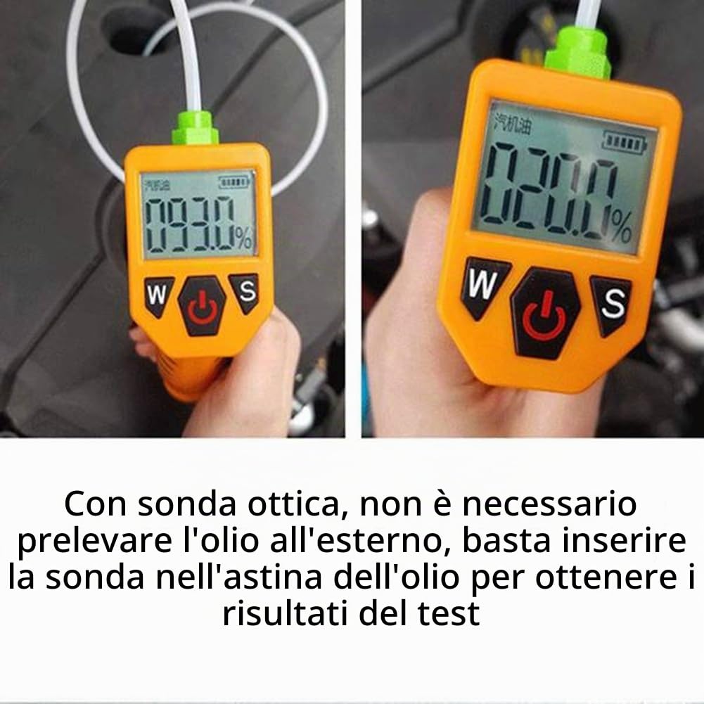 Tester olio motore, rilevatore di gasolio per controllo automatico della qualità 'olio, rivelatore con indicatore LED, analizzatore di gas, dispositivo di prova auto