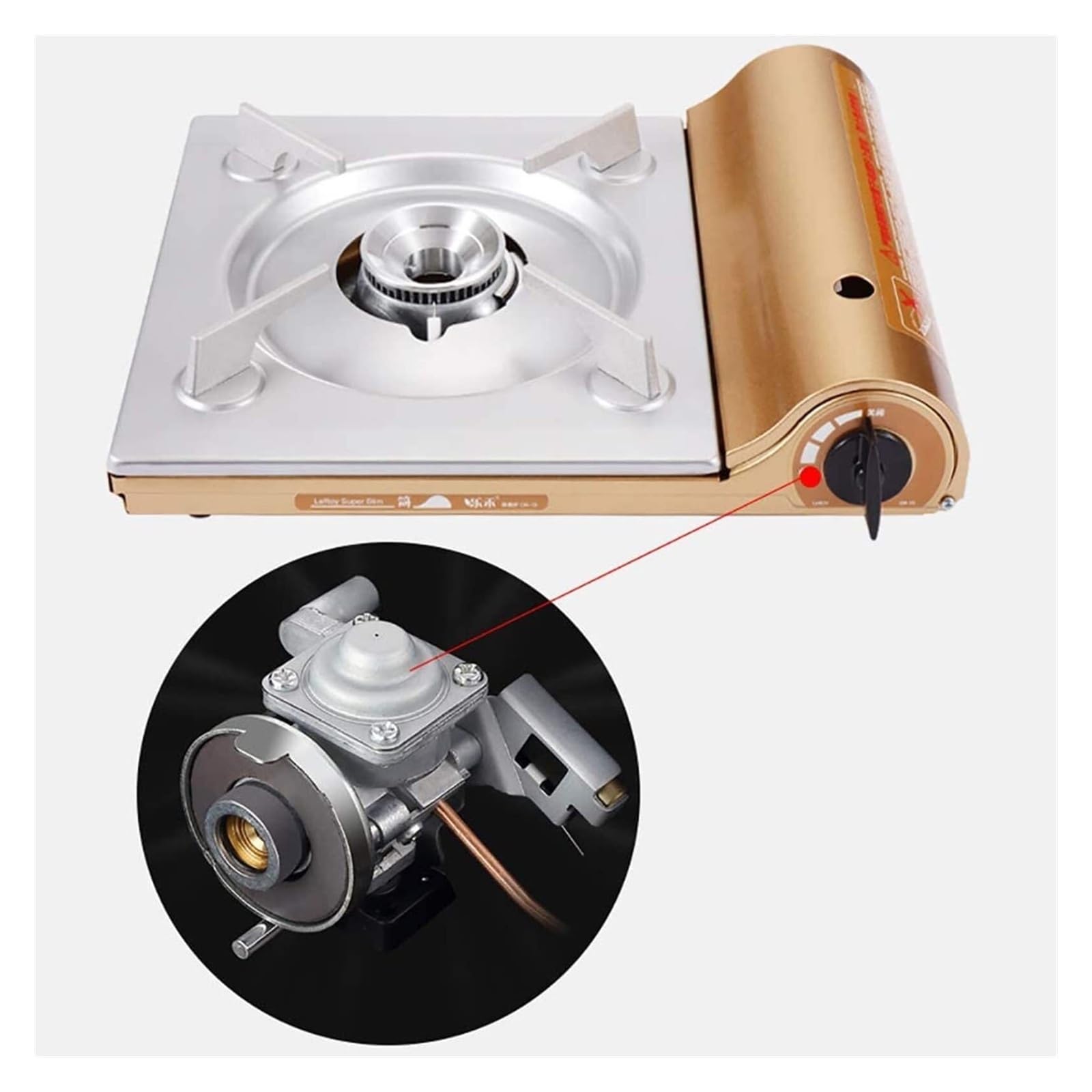 Portable Butane Gas Stove with Automatic Ignition and Carrying Case, Outdoor Windproof Wild Mini Barbecue Camping(Black)