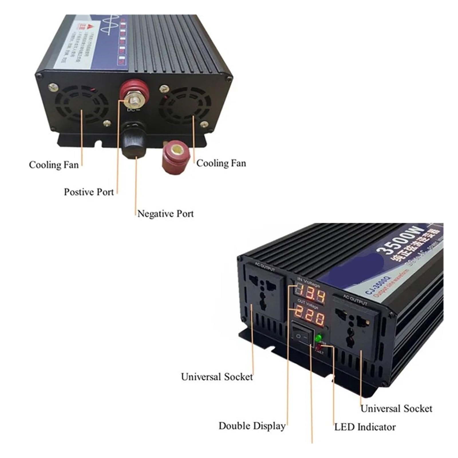 Przetwornica mocy falownika 3000 W 4000 W 5000 W DC 12 V 24 V 48 V 60 V na AC 110 V 220 V przetwornica napięcia falownika (12V_230V 50HZ)