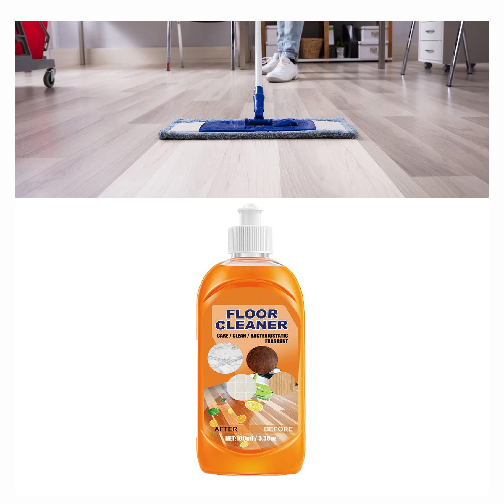 Xirujnfd 1Pcs Powerful Decontamination Floor Cleaner, Laminate Floor Cleaner, Wood Floor Cleaner And Polish, Hard Surface Floor Cleaner, Marble Cleaner Marble Stain Remover (1Pcs)