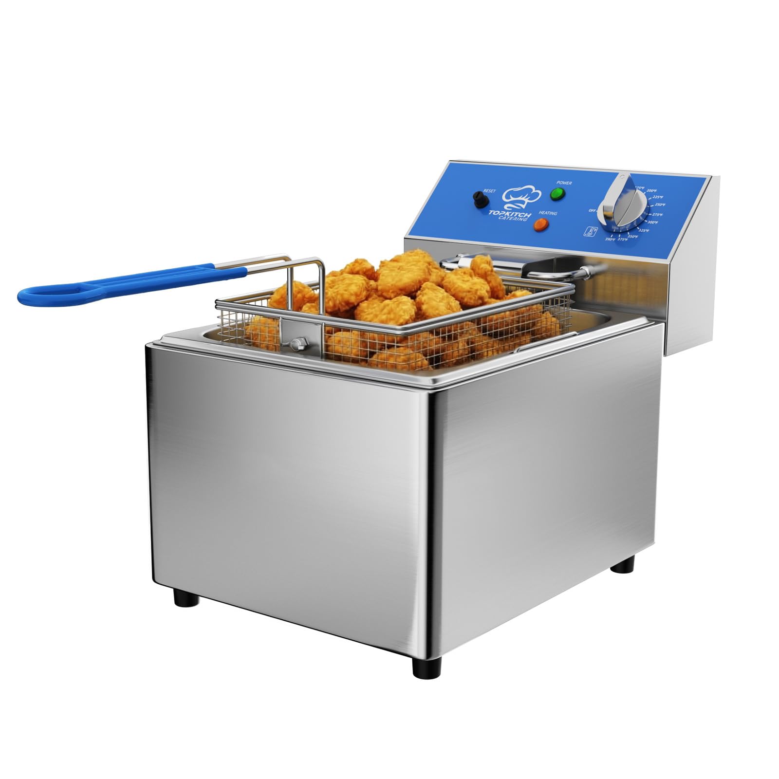 Photo 1 of TOPKITCH 8L Professional Electric Fryer, 1800 W Commercial Electric Fryer Made of Stainless Steel with Basket, Temperature Control 80-200 °C, Fast Heating for Restaurant and Home