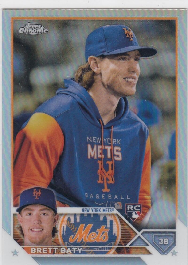Baseball Trading Card MLB 2023 Topps Chrome Image Variation Refractor #204 Brett Baty NM Near Mint RC Rookie Mets
