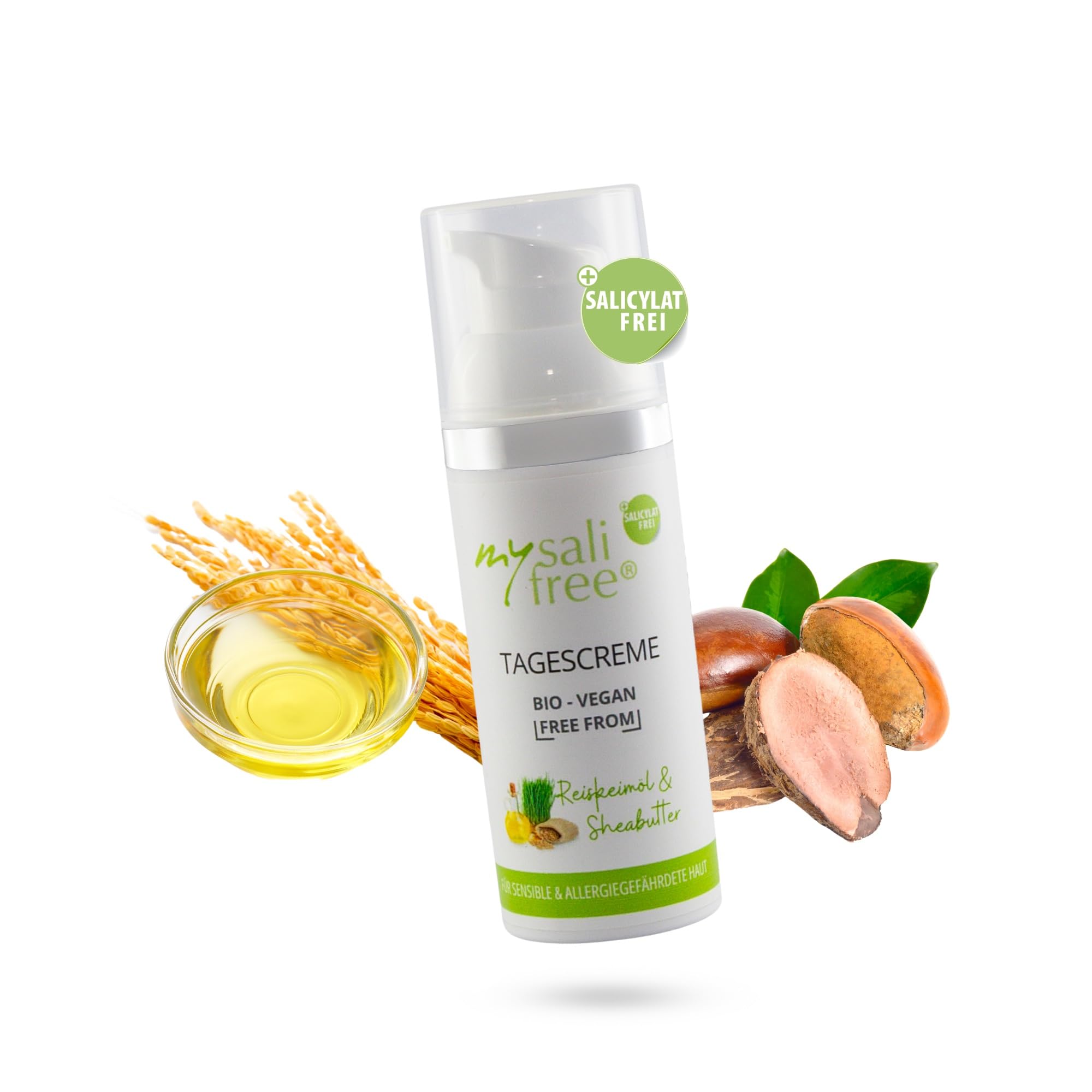 BIO TAGESCREME, natürliche Gesichtspflege für sensible Haut mit Reiskeimöl und Sheabutter, 50ml, 100% zertifizierte Biokosmetik, weltweit einzigartig, BIO + VEGAN + FREE FROM