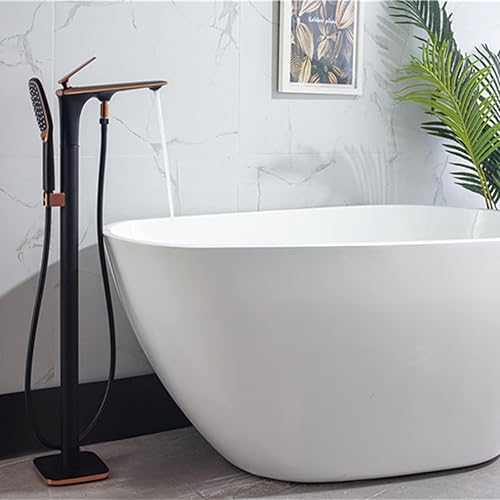 Miniatura 2 de Grifo de bañera independiente juego de grifo de ducha montado en el suelo grifo de bañera de baño de una sola manija con ducha de mano de 2