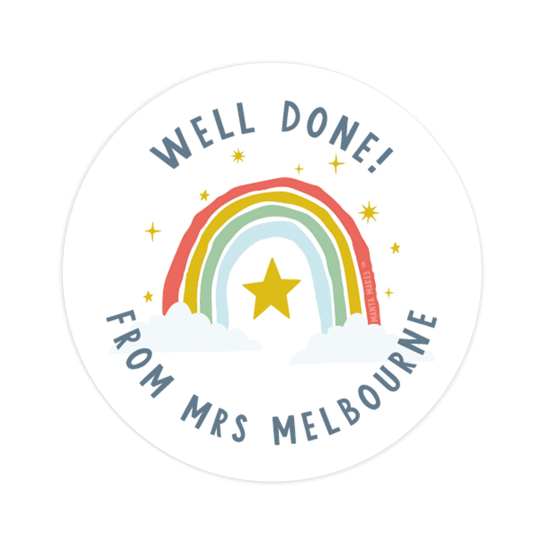 Personalised sticker superstar well done proud of you great work stickers | star stickers | star sticker | teacher sticker | custom stickers | merit sticker | sticker sheet (Rainbow - Well done)