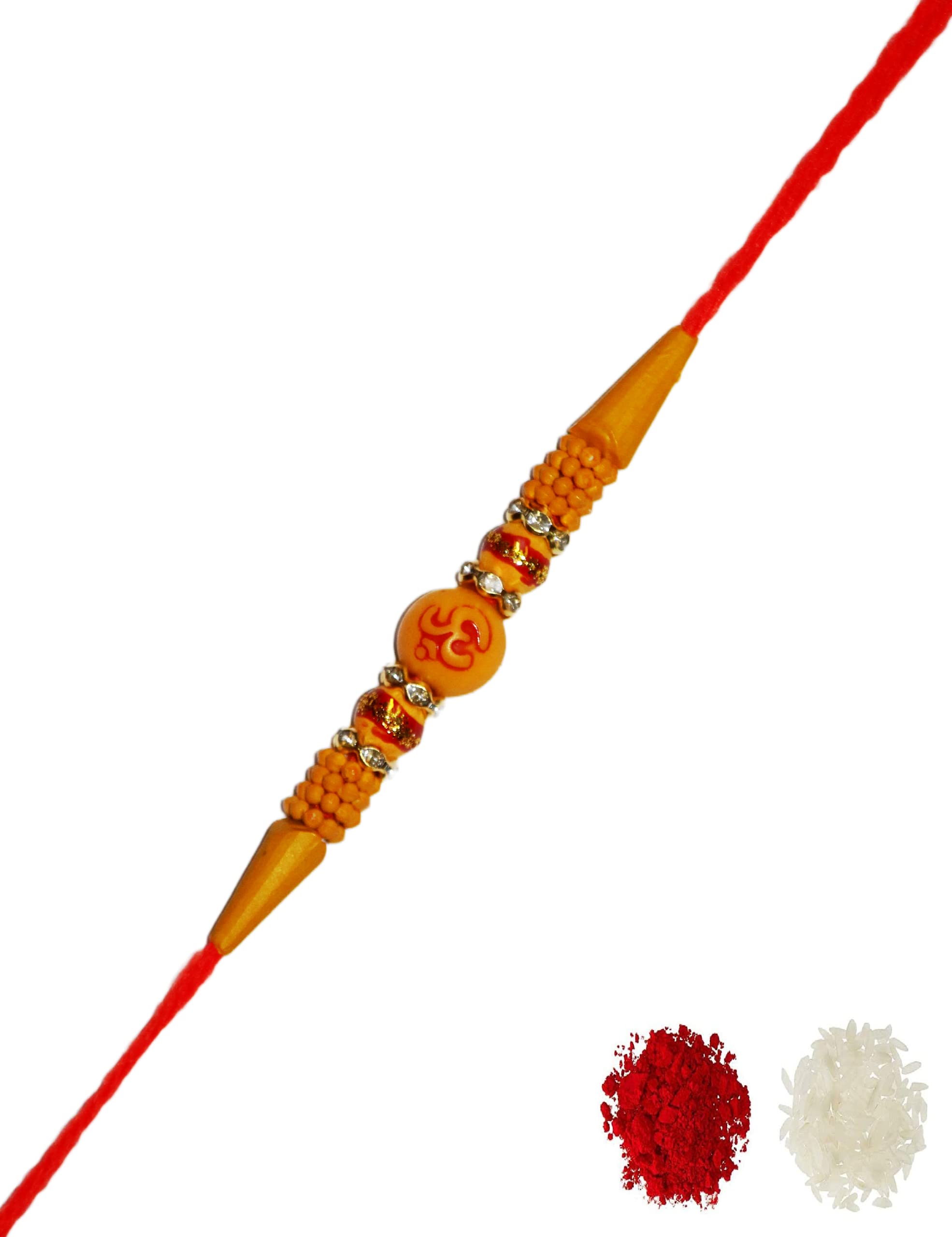 NITYAM ENTERPRISES Om Wooden Pearl Rakhi For Brother | Sister | Family | Bhabhi Rakhi With Roli Chawal(NE 114) (B0B38Y1P8M) Amazon Price History, Amazon Price Tracker