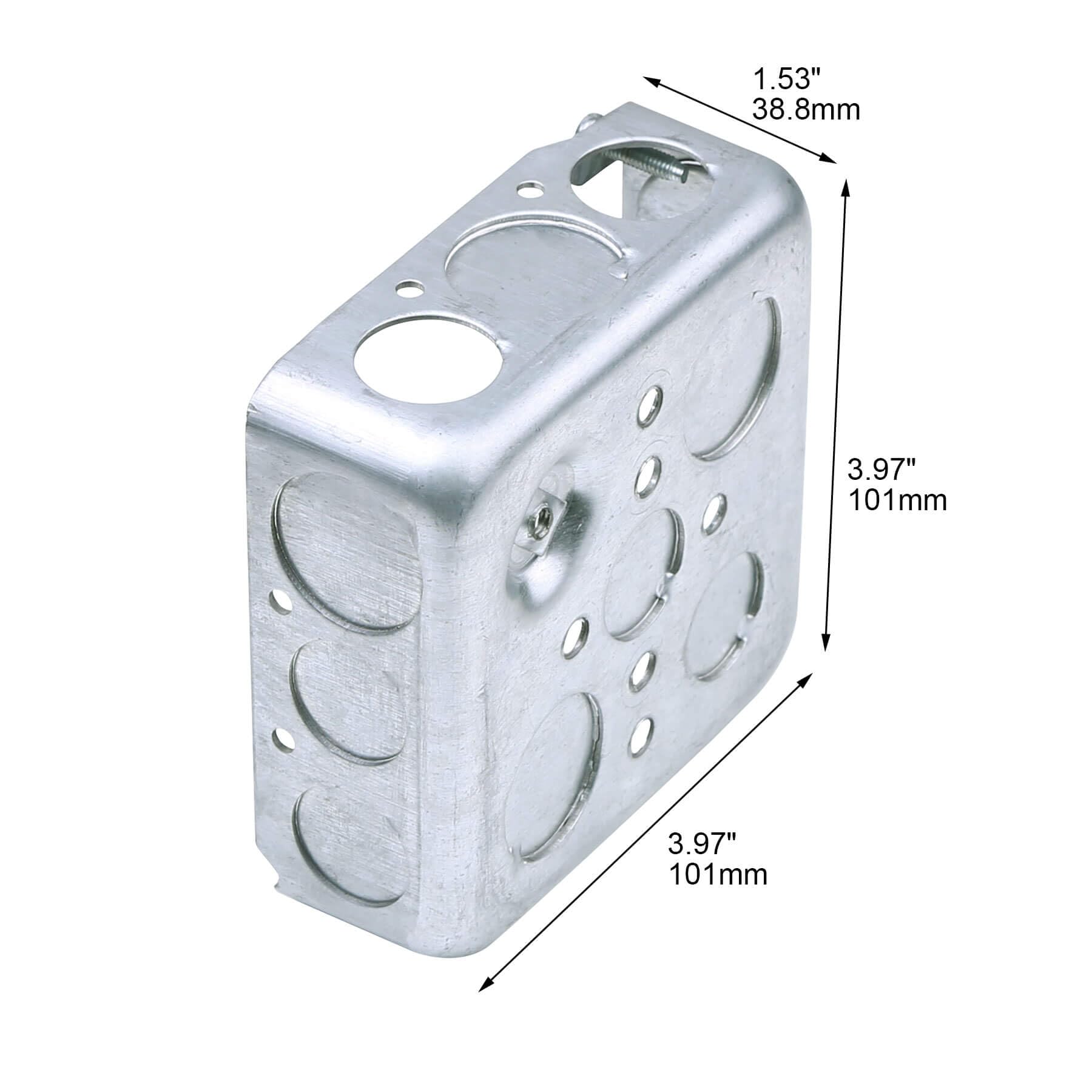 Confezione da 20 scatole elettriche quadrate da 10,2 cm, scatola di giunzione elettrica in metallo profondo, 21,0 Cu. in. Capacità, zincata
