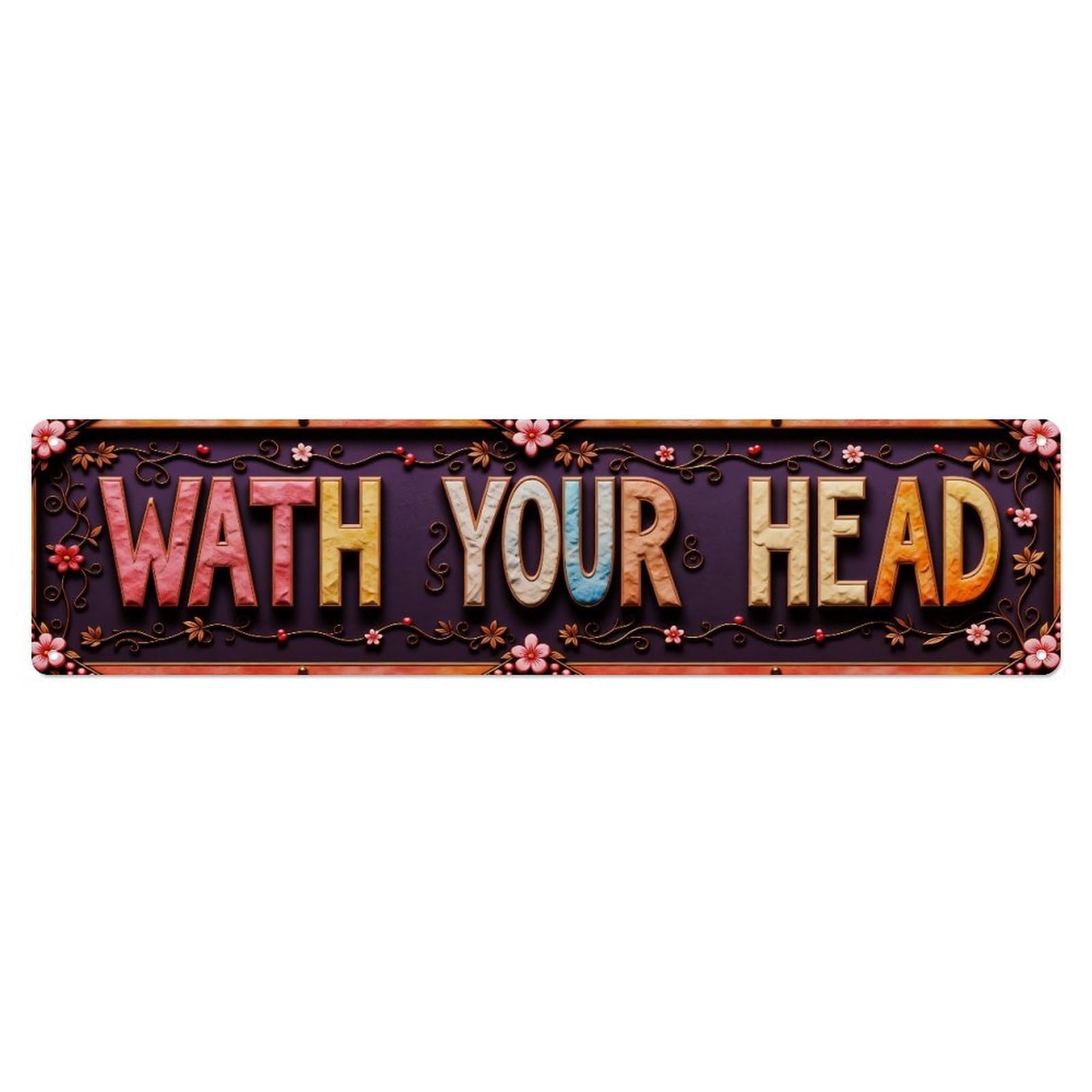 Floral Border Text Design Pattern Metal Tin Sign Plaque
