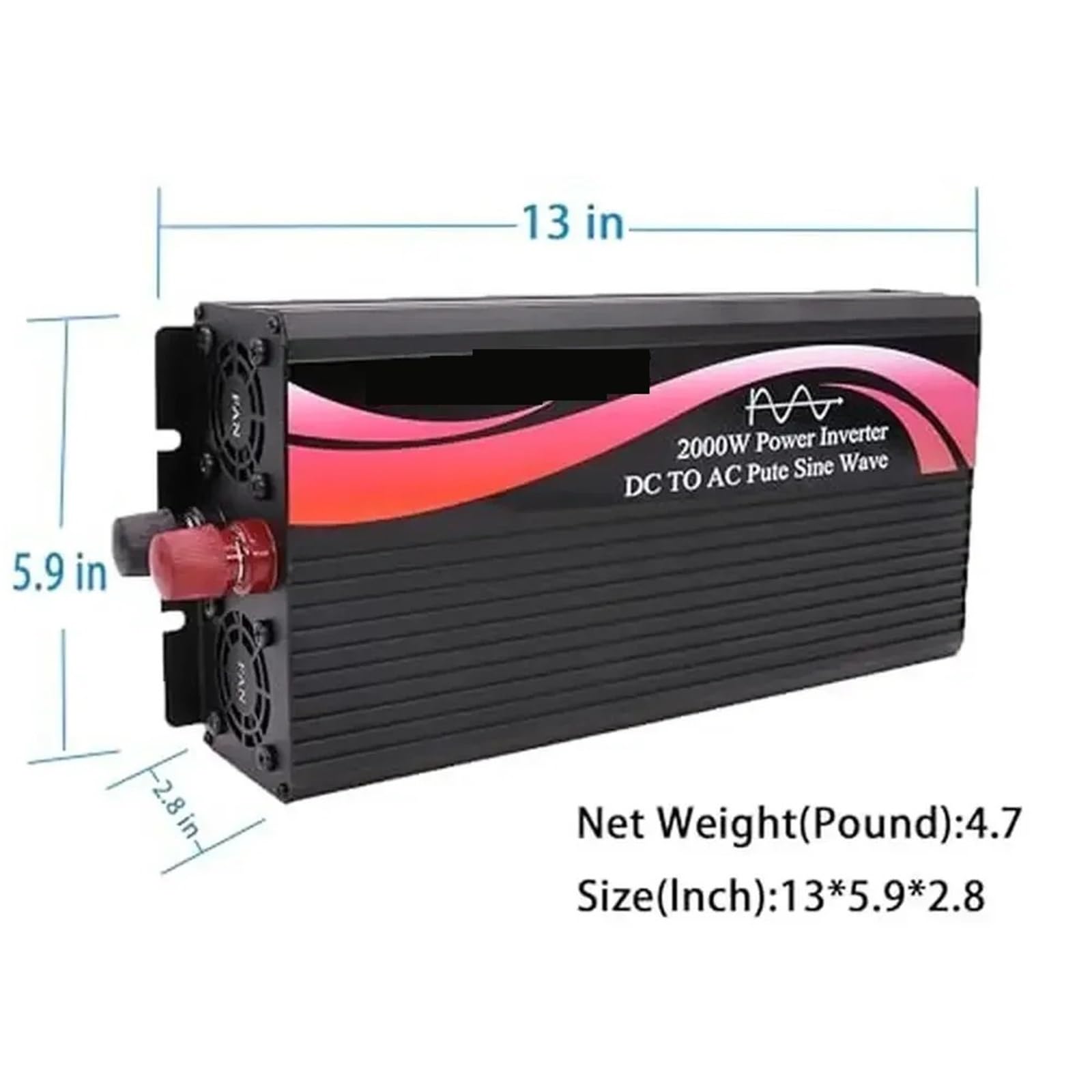 Inverter Onda Pura, Convertitore inverter di potenza a onda sinusoidale da CC a CA da 2000 W con display a LED, solare fuori rete