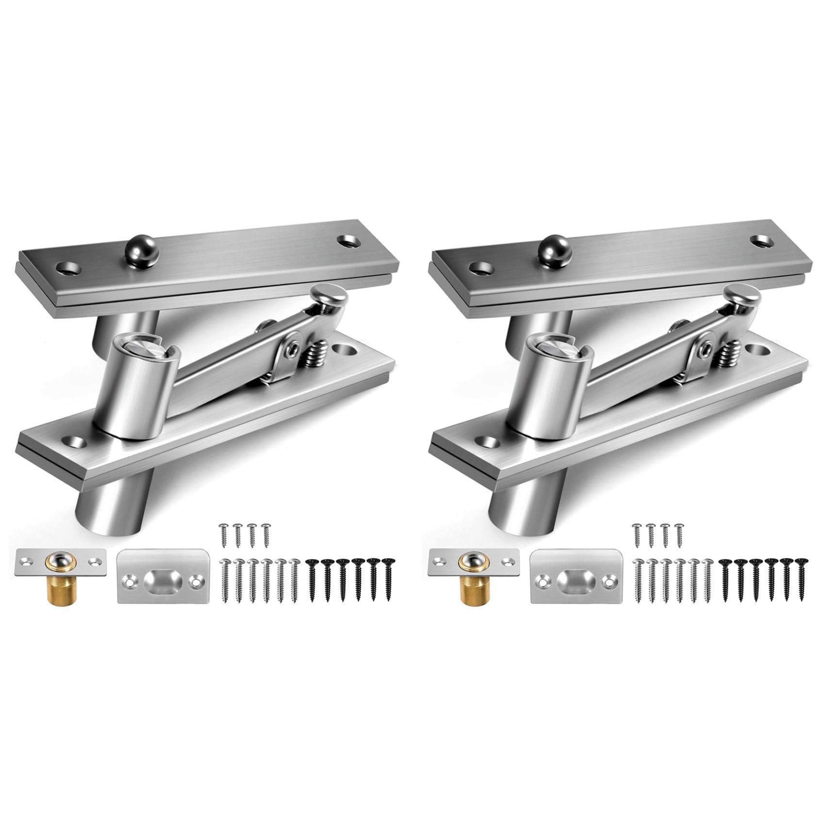 Jnchdghwa Silver 2X Door Pivot Hinges Heavy Duty Hinges For Max 200 Lb Wood Doors,Pivot Hinges For Hidden Door Bookcase,Secret Door