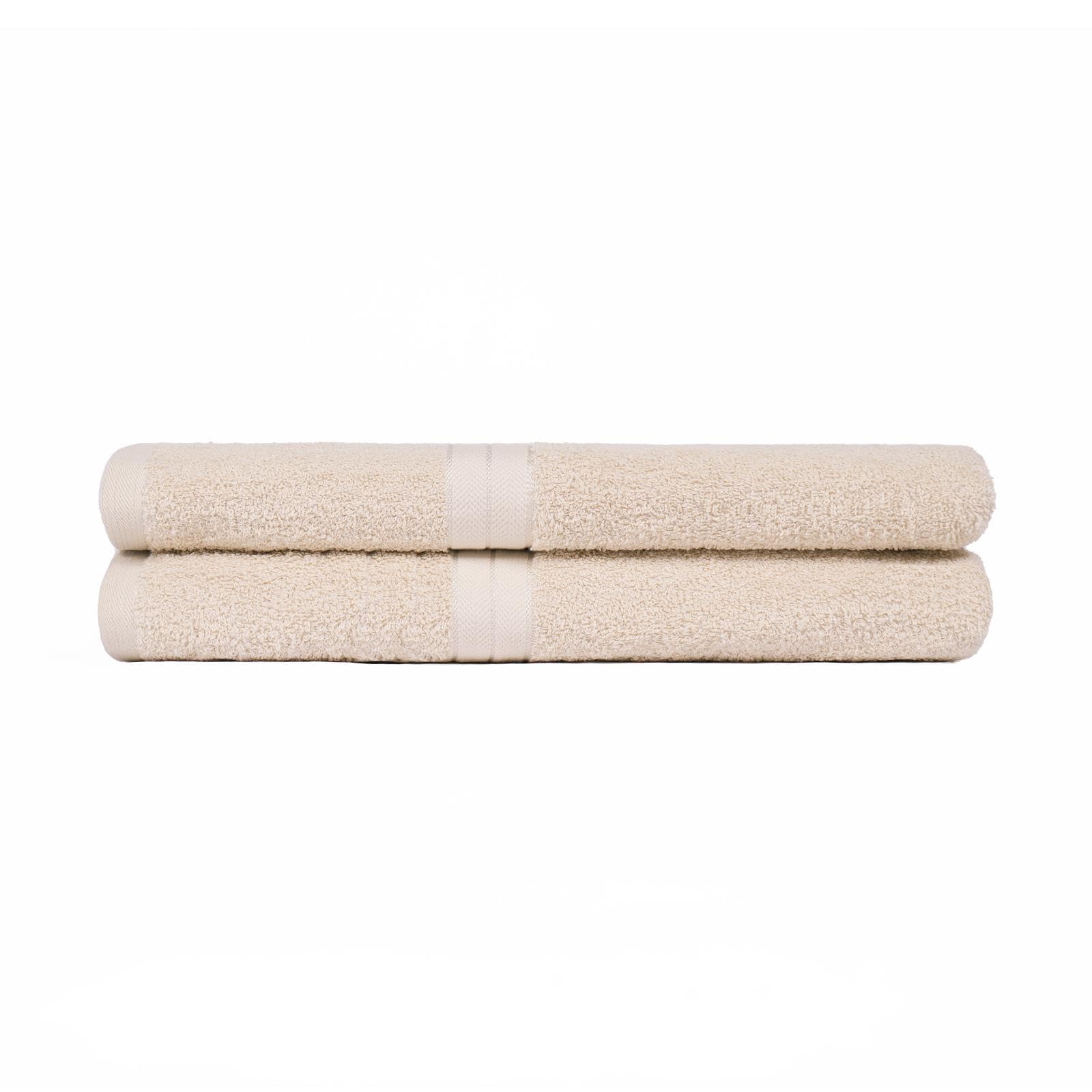 Brentfords Beige 2 Pack Hand Towels For Bathroom, Ultra Soft 100% Cotton Highly Absorbent Hand Towel Quick Dry Hotel Quality Small Towels Home Essentials, 50X80cm