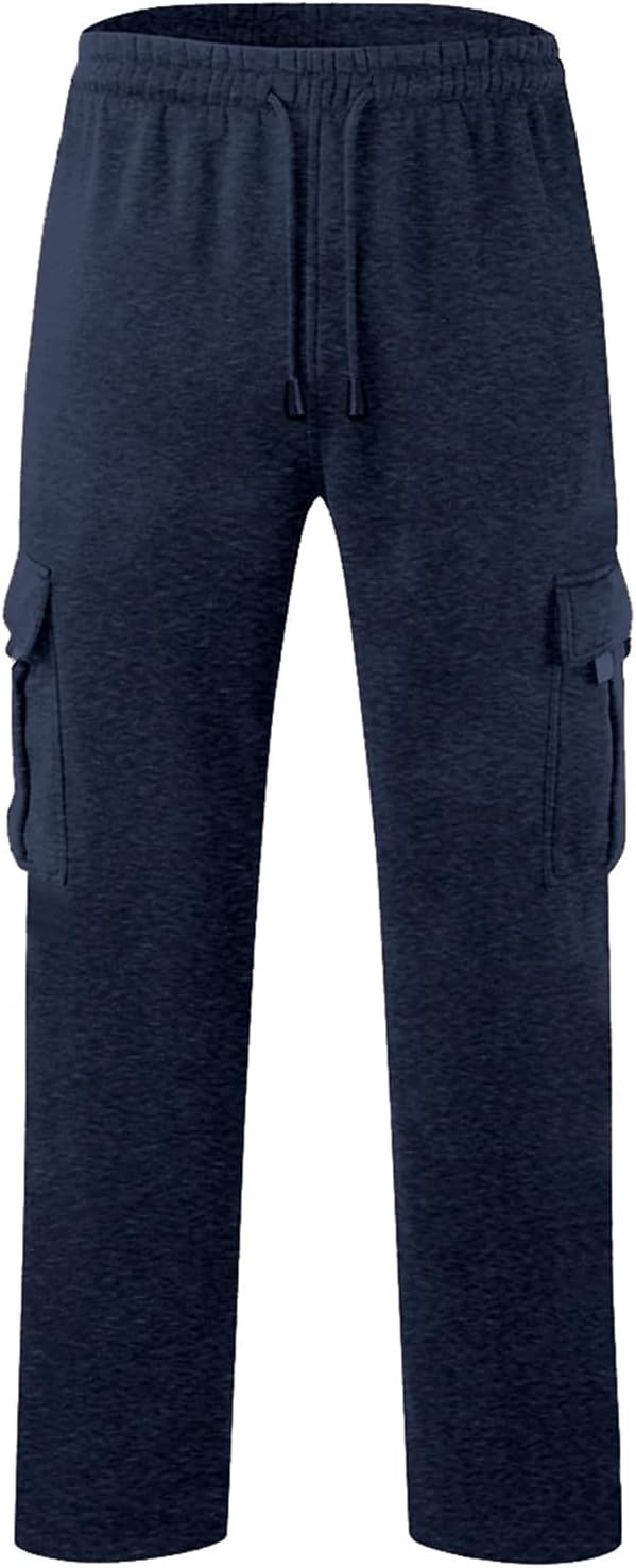 Men's Cargo Sweatpants Open Bottom Fleece Hiking Jogger Cargo Sweatpants for Men with Pockets - Image 7