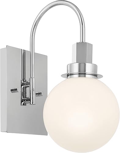 Kichler Aplique de pared hexagonal de 11.5 pulgadas con 1 luz con cristal de ópalo en cromo, 11.5 x 9 x 5.75 pulgadas