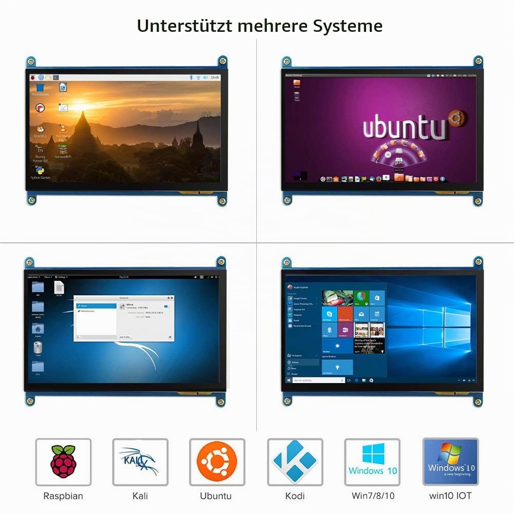 7-Zoll Raspberry Pi Touch Screen Display, Elecrow 1024X600 HDMI Monitor für Raspberry Pi 4B 3B + Windows