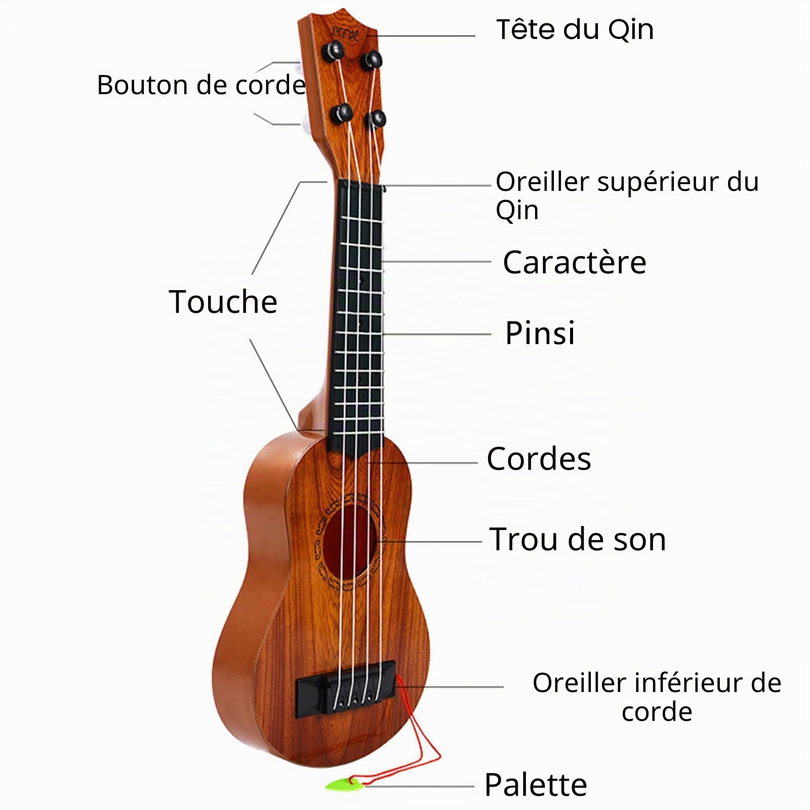 41 cm Ukulélé Jouet Guitare, Ukulélé pour Enfants, Enfant Mini Guitare, Guitare Enfant, Jouet Musical de Guitare, avec 4 Cordes Réglables, pour Tout-Petits, Débutants, Garçons, Filles, Rose