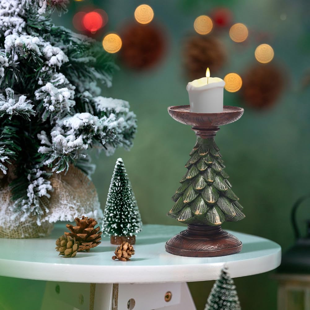Candelabros navideños 3 Piezas de Resina con Forma de árbol de Navidad candelabros Decorativos candelabros decoración de Mesa navideña candelabro para Centro de Mesa navideño