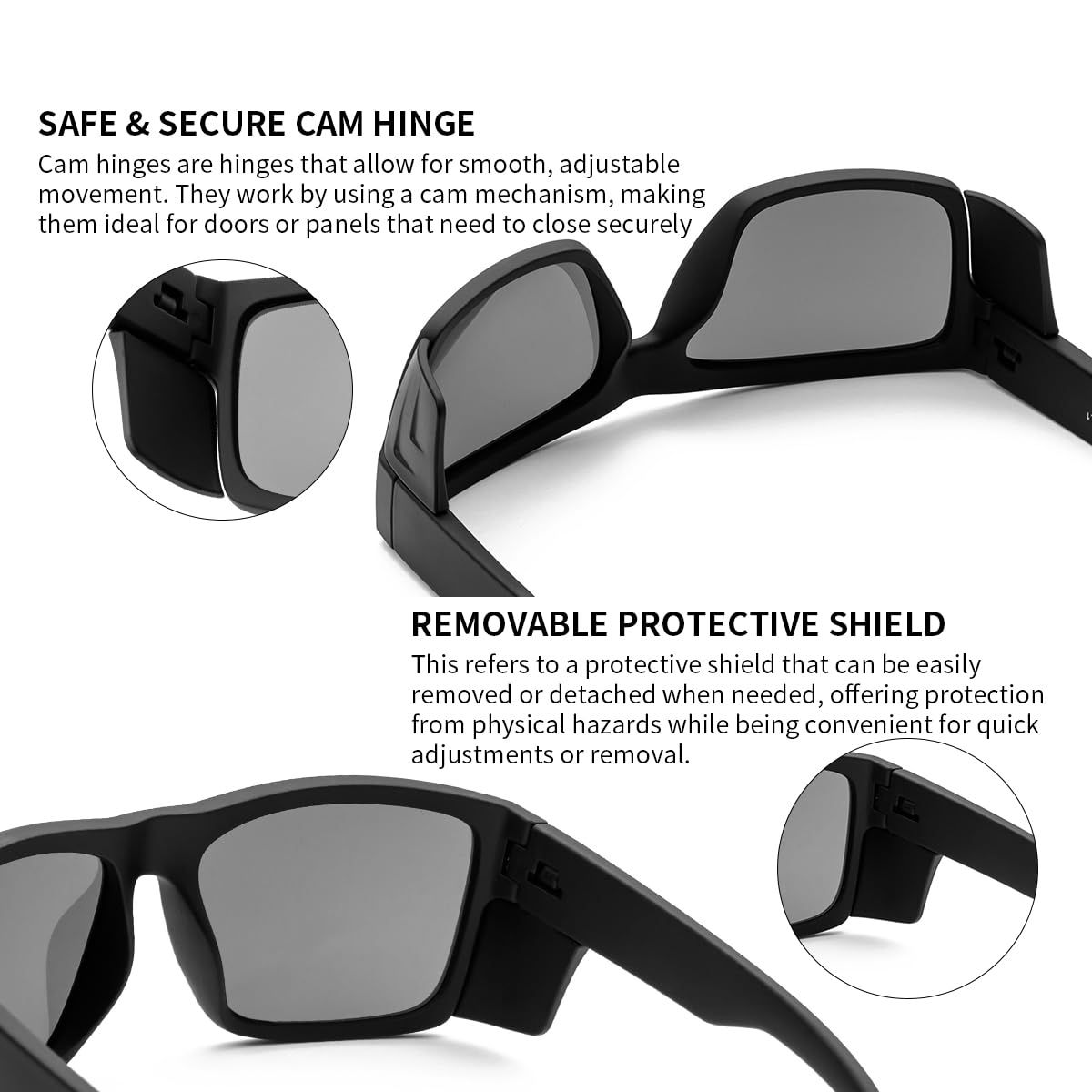 Gafas de sol de seguridad para hombre, color negro mate, polarizadas ANSI Z87+, protección UV, polarizadas de espejo azul, L = 141 mm, W = 145 mm