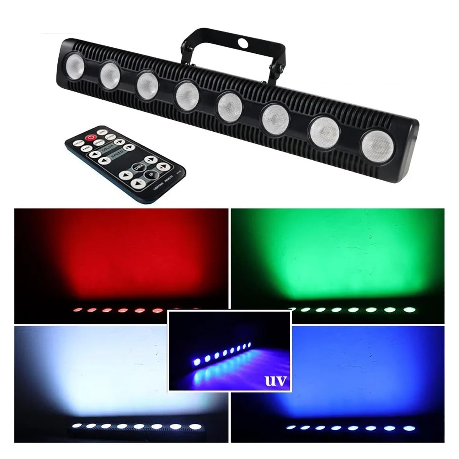 8X12W UV Suono Luci da festa Musica stroboscopica LED Luce par DJ Luci da discoteca RGBW UV DMX512 Lampada da lavaggio Stage Attrezzatura DJ Matrimonio Natale per feste, club, bar, Halloween, Natale(R