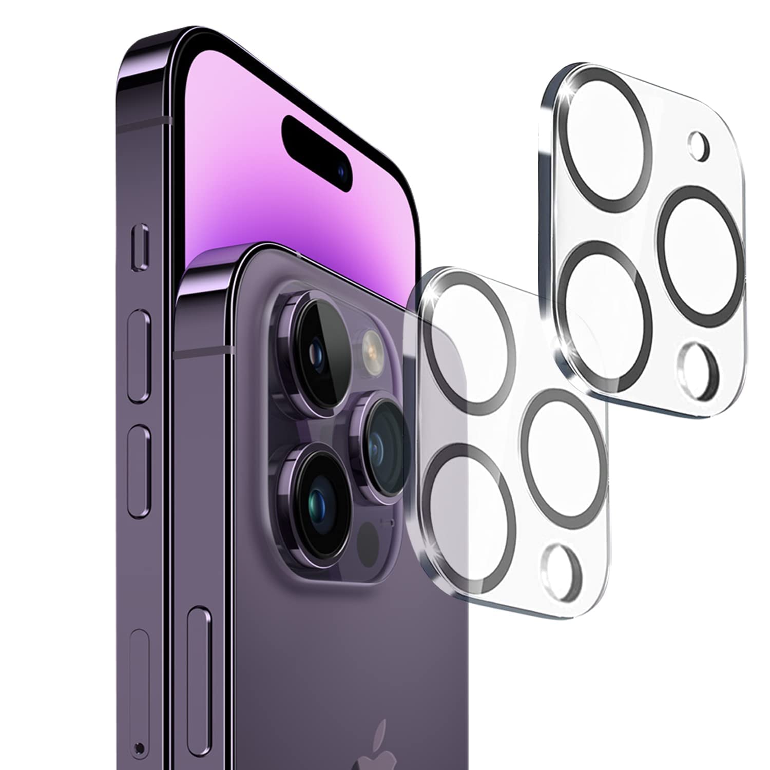 iPhone 14 Pro & Pro Max Camera Lens Protector 9H Tempered Glass – Ultra Clear UHD Scratch‑Proof Shield, Case‑Friendly 2‑Pack Compatible Lens Guard (14 pro max)