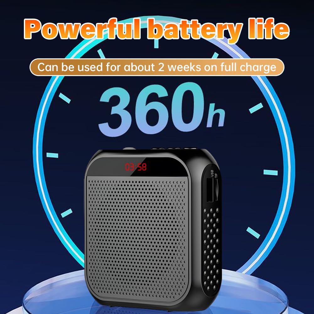 Amplificador de voz portátil con micrófono y batería recargable de 2000 mAh, micrófono y altavoz con auriculares y cintura con cable, altavoz con micrófono para profesores, guías turísticos, aulas