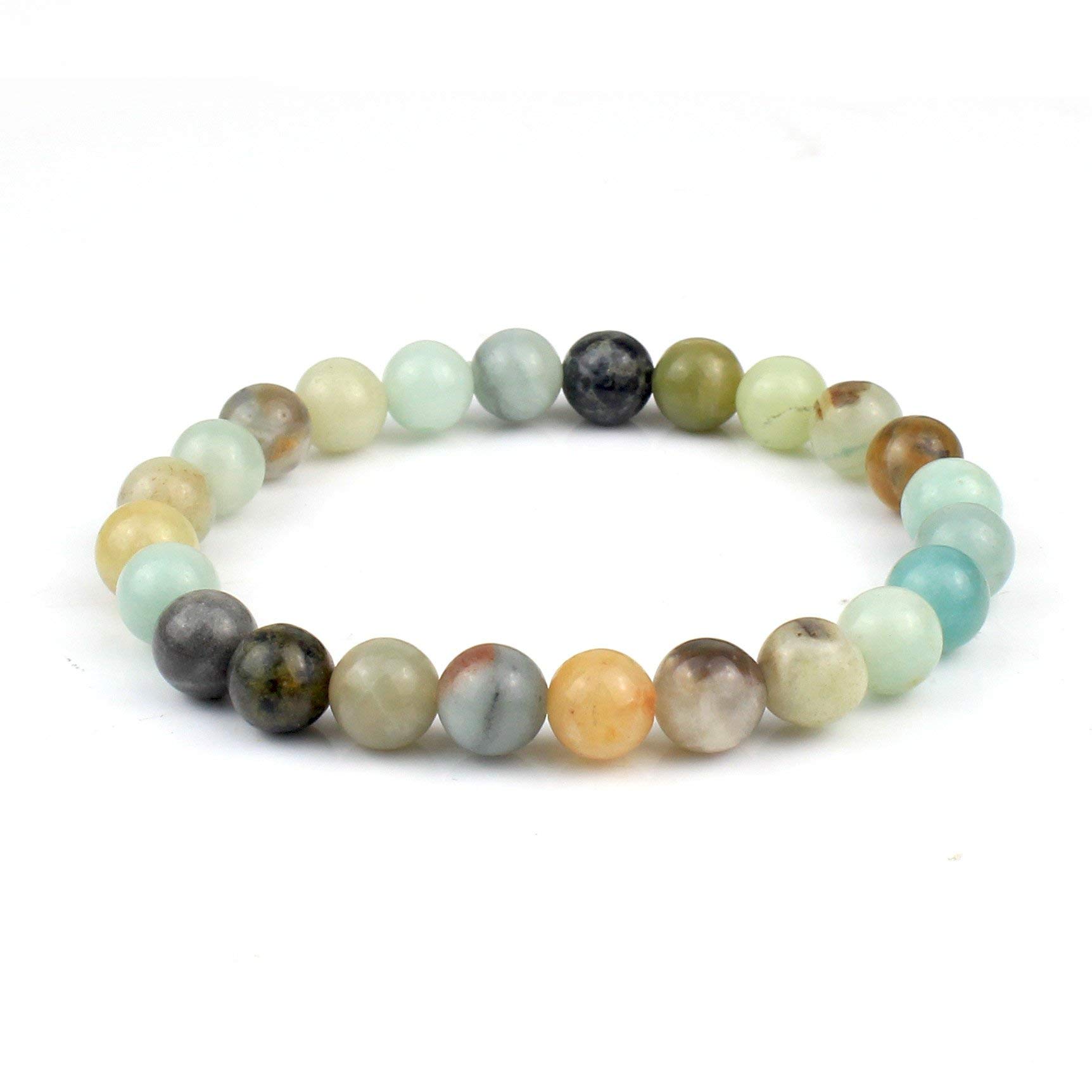 Clearain Natural Gemstones Bracelet 8mm Chakra Round Beads Energy Power Crystal Reiki Healing Elastic Stretch 7 Inch for Women Men Unisex