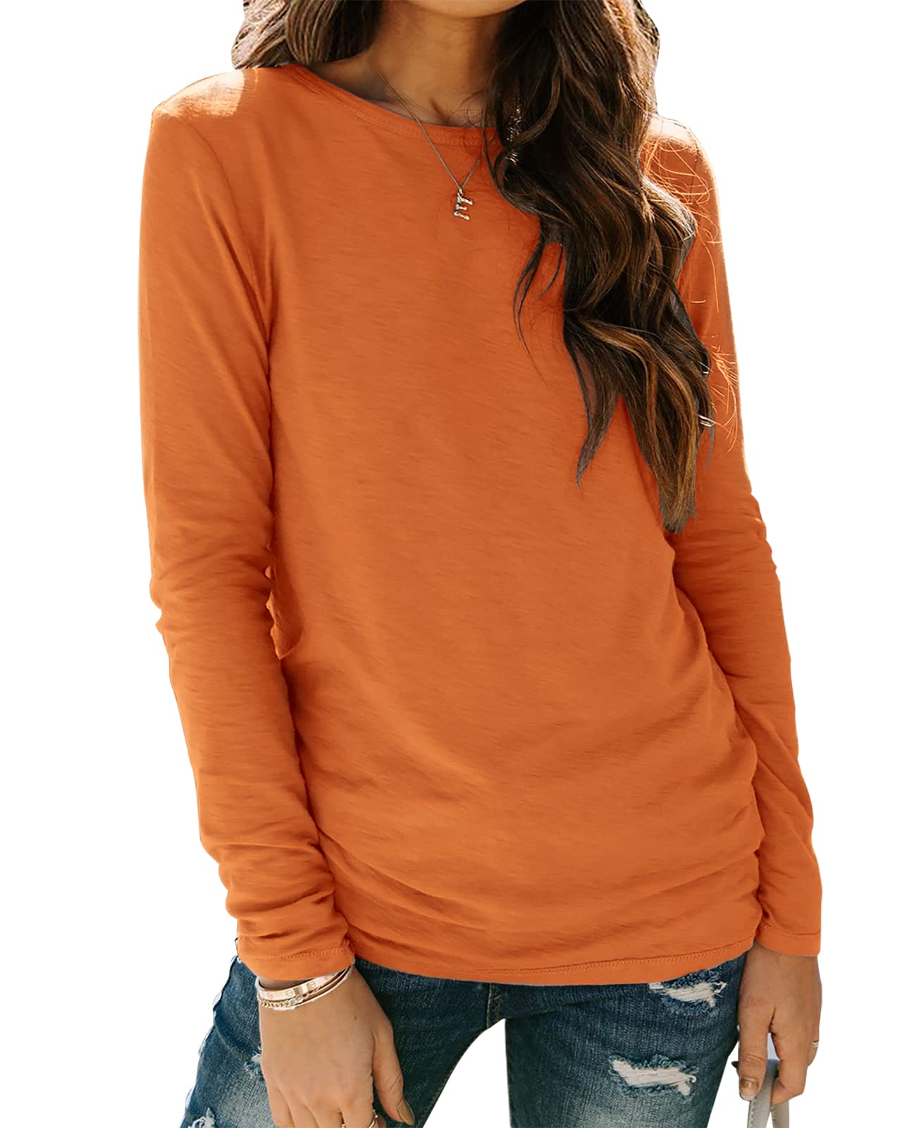 SherosaWomens T Shirts Long Sleeve Crew Neck Shirts Basic Tee Tops Blouse