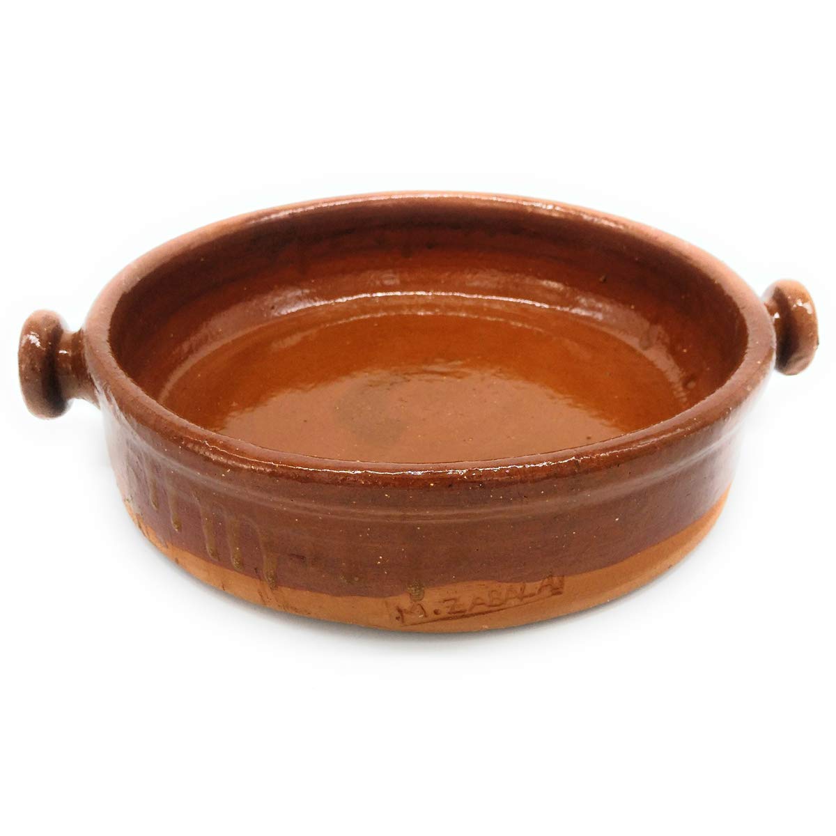 Cazuela redonda de barro refractario de 35 x 8 cm.