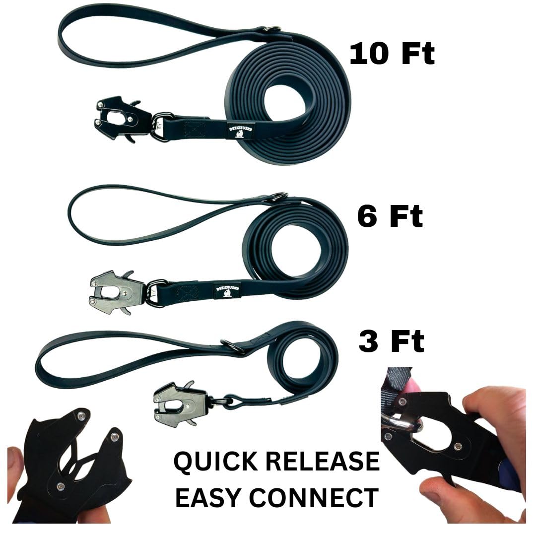 Heavy Duty Dog Leash - Quick Release Frog Clasp – PVC Rubber Coated Nylon Lead for Training & Walking Large Breed Puppies, Medium & Large Dogs, Waterproof, Odor-Free, Durable, Strong, Easy to Clean