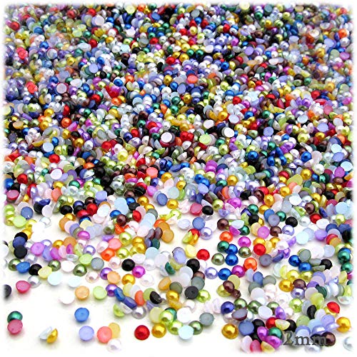 2,500pc Pearl Finish Half Dome Beads, Round, 2mm, Multi Mix