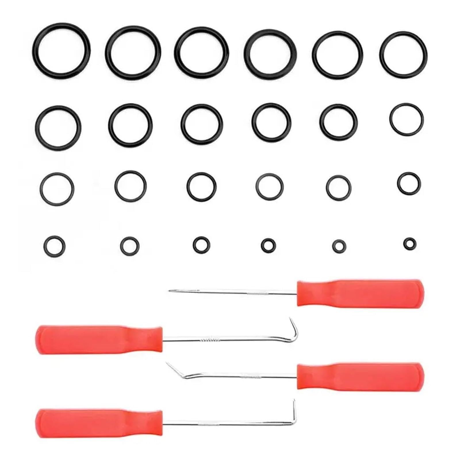 Arandela de Goma de nitrilo Negra en Caja, 1200 Uds., Junta tórica Aislante for fontanería, Sellado de Juntas tóricas, Arandelas + 4 Uds. De Herramientas de Tornillo Rojo