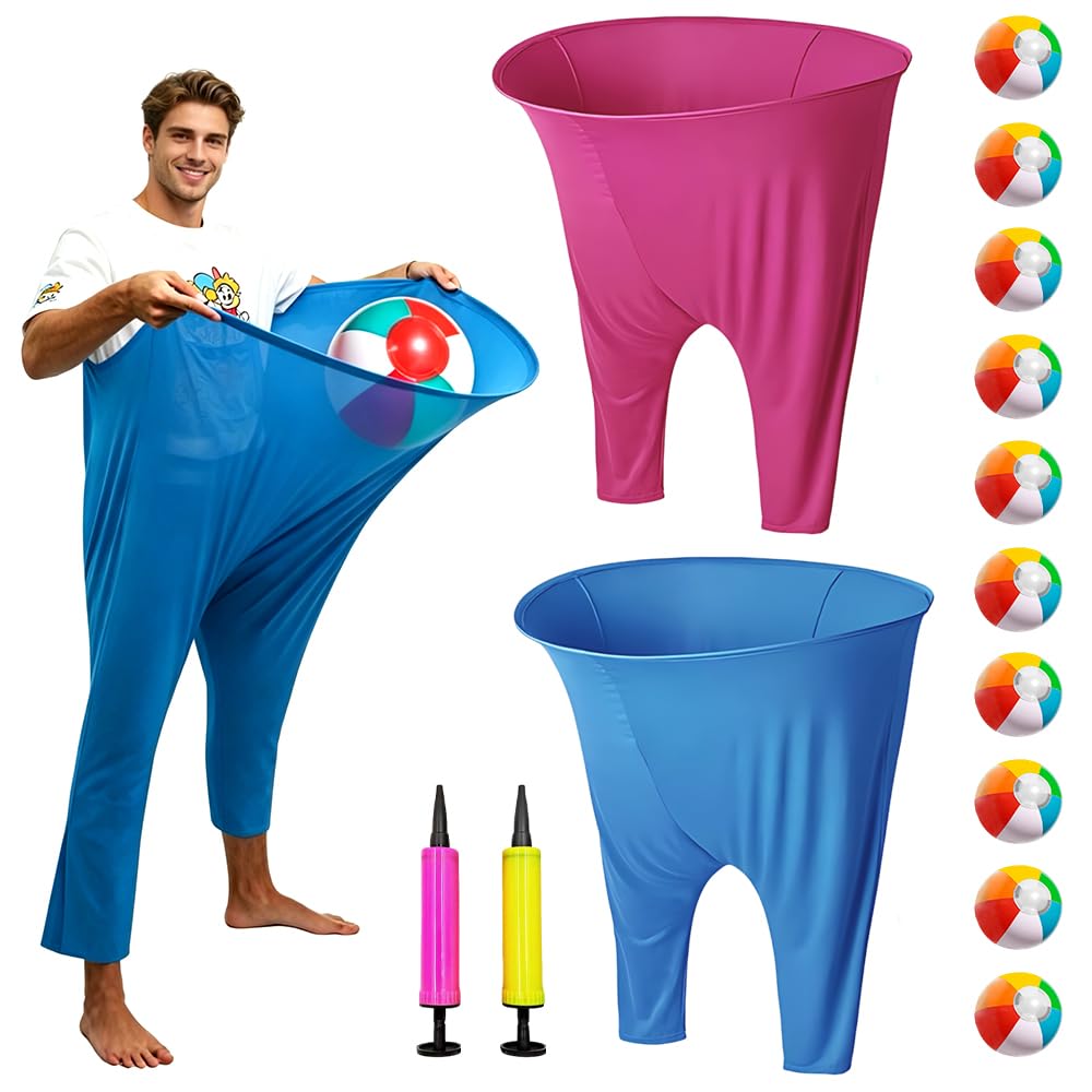 XPJBKC Granny Pants Yard Game, Granny Pants Toss Game Set with 10 Bouncy Balls 2 Air Pump 2 Funny Giant, Funny Outdoor Games for Birthday Family Reunions Party