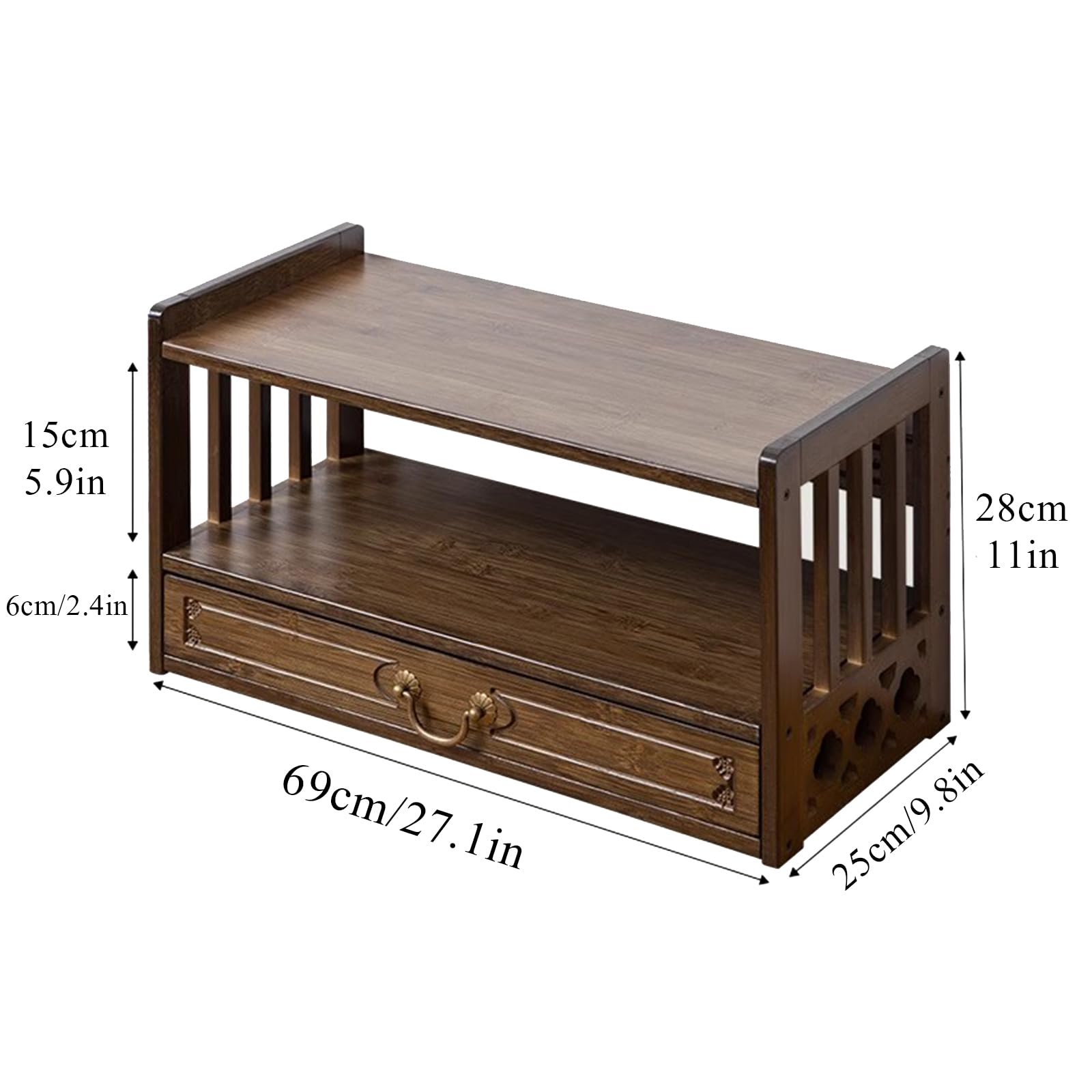 Bamboo Spiritual Altar Table with Drawer Storage, Meditation Table for Prayers, Divination, and Worship, Tea Table for Buddhist Practices