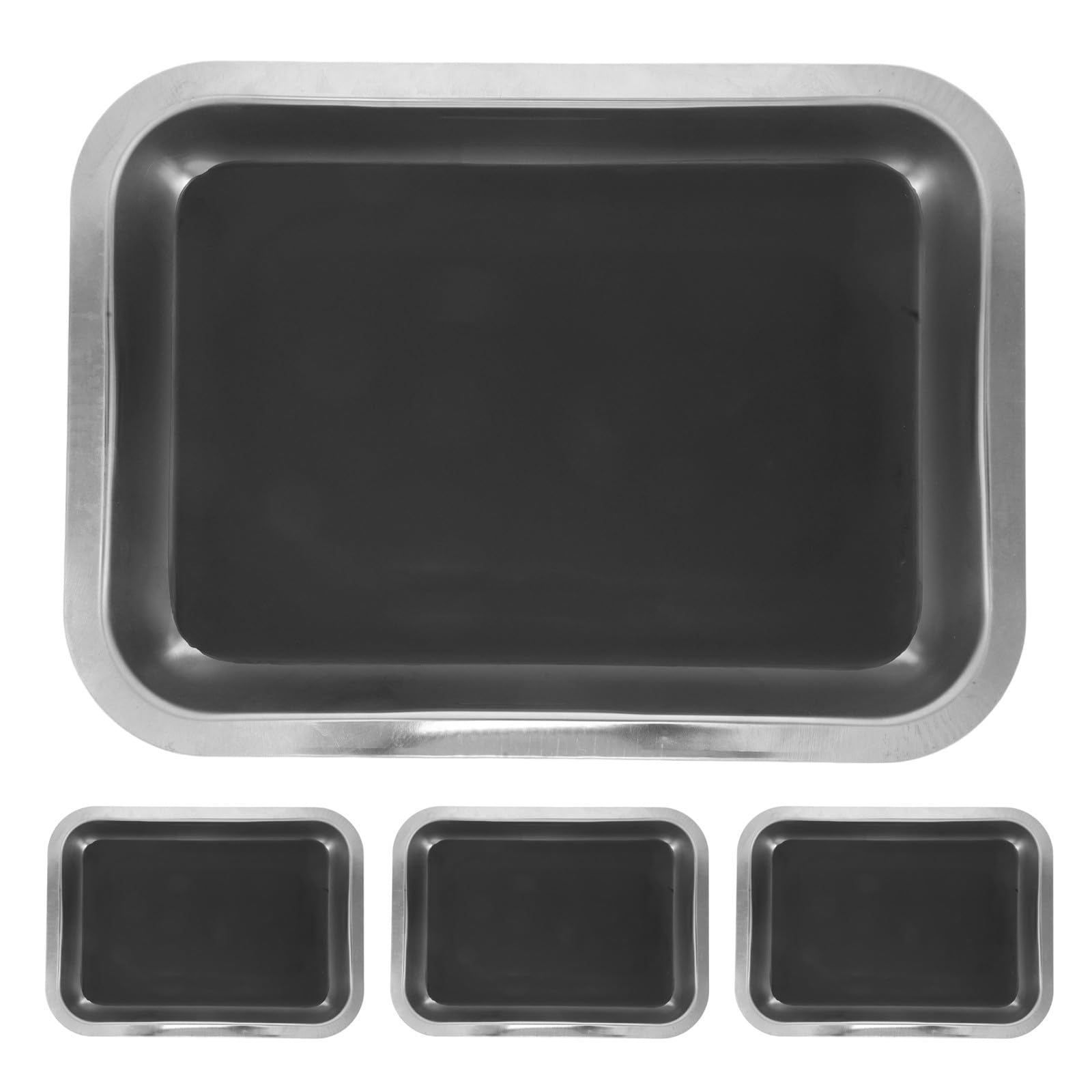 Zerodeko Plateau de Dissection réutilisable en Acier Inoxydable (4 pièces) avec Cire - Idéal pour l'enseignement de la biologie (spécimens, Instruments et Outils) - Matériel pour