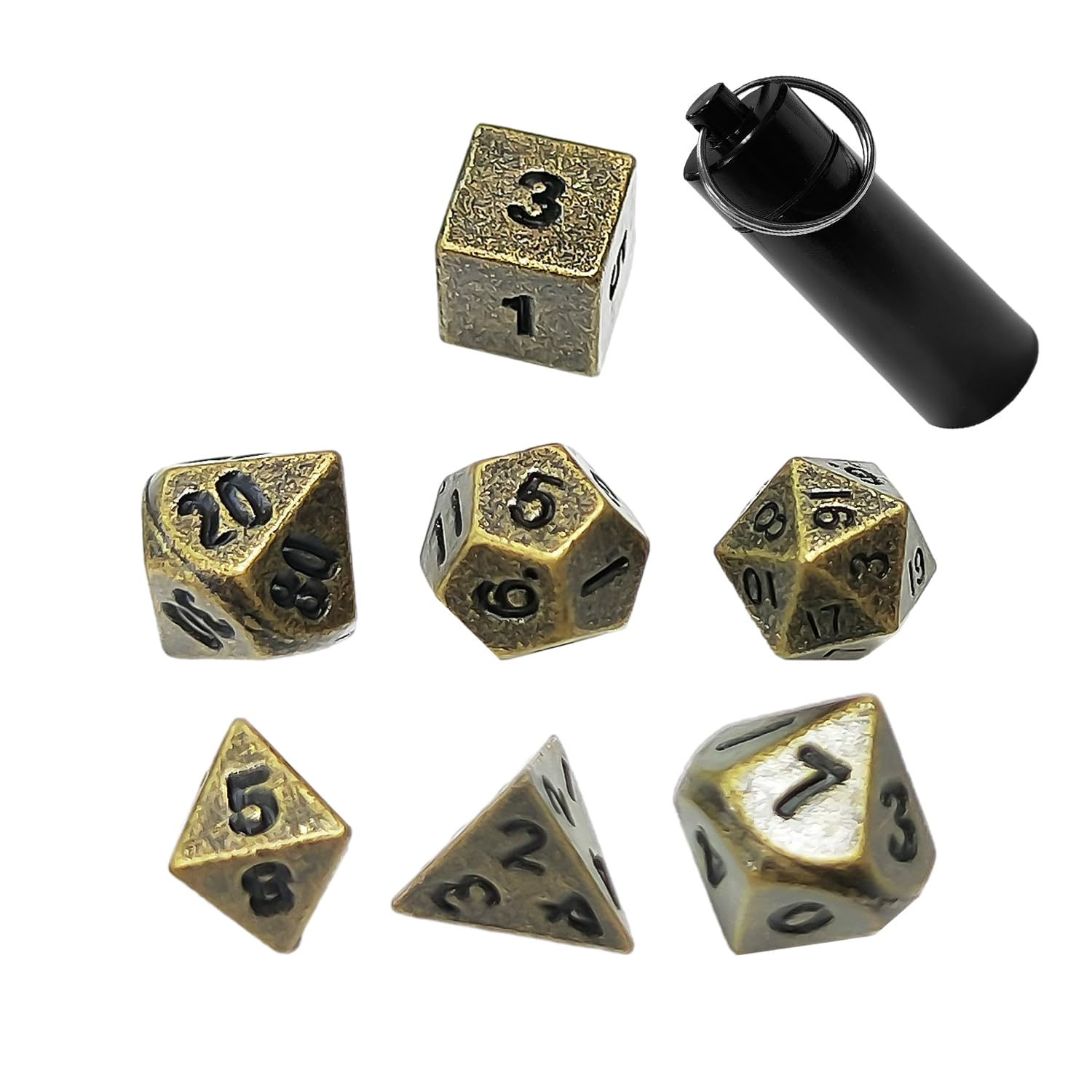 1 Mini Dice Set, 1 Piece Storage Box Keychain, Cube Dice, Cube D6 Dice, Cube Dice Set, Metal Dice, Multi-sided Dice, Digital Dice (Black)