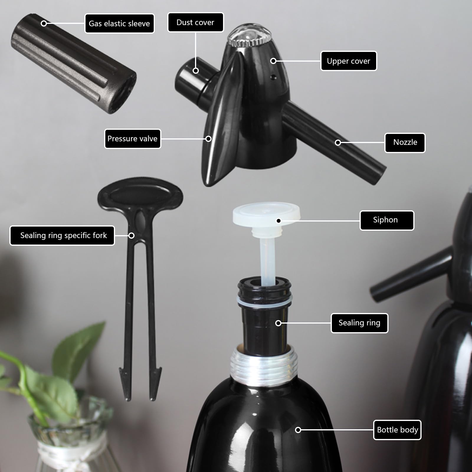 Sifón de Soda, Máquina Para Hacer Soda de 1L Máquina de Aluminio Para Hacer Soda con Limón Minimáquina Portátil Para Hacer Agua con Gas Y Soda Para Bebidas Carbonatadas Jugos Limonada Y Cócteles