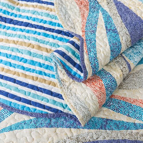 NEWLAKE Quilt Bedspread Sets - West Coastal Pattern Reversible Coverlet Set, King Size