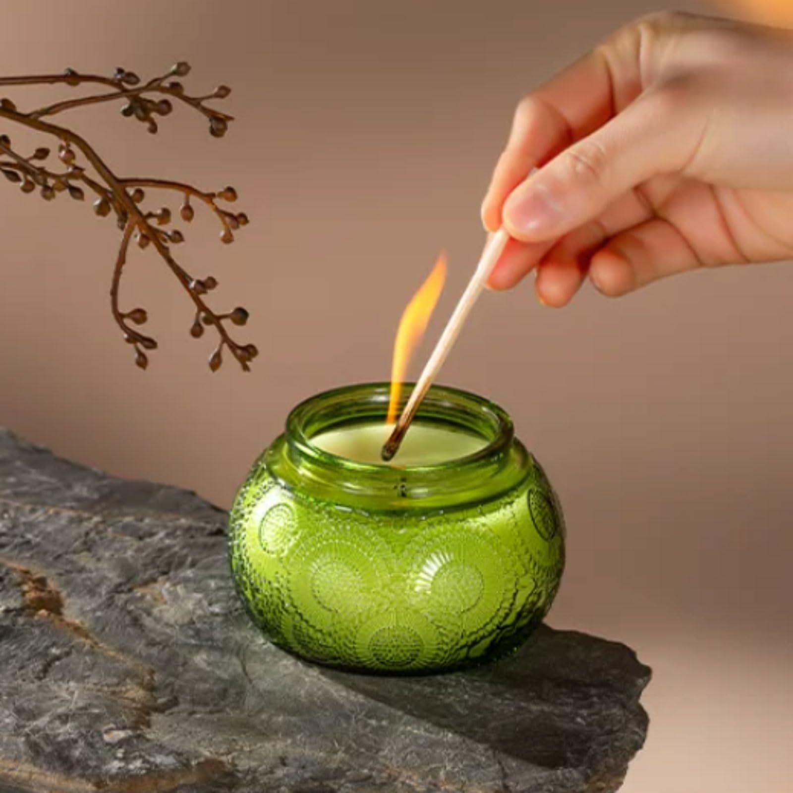 Velas de vidrio hechas con cera de soja y aceites esenciales, velas en tarro reutilizables modernas, decoración elegante for el hogar de larga duración(Bruin)