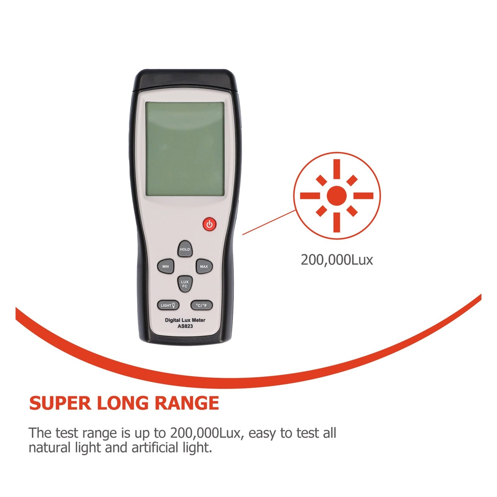 EDEDE Luxómetro Portátil, Spectrometer Handheld Digital Light Meter Detección de Amplia Rango Detección Medidor de luz de Alta precisión Medidor de luz Digital
