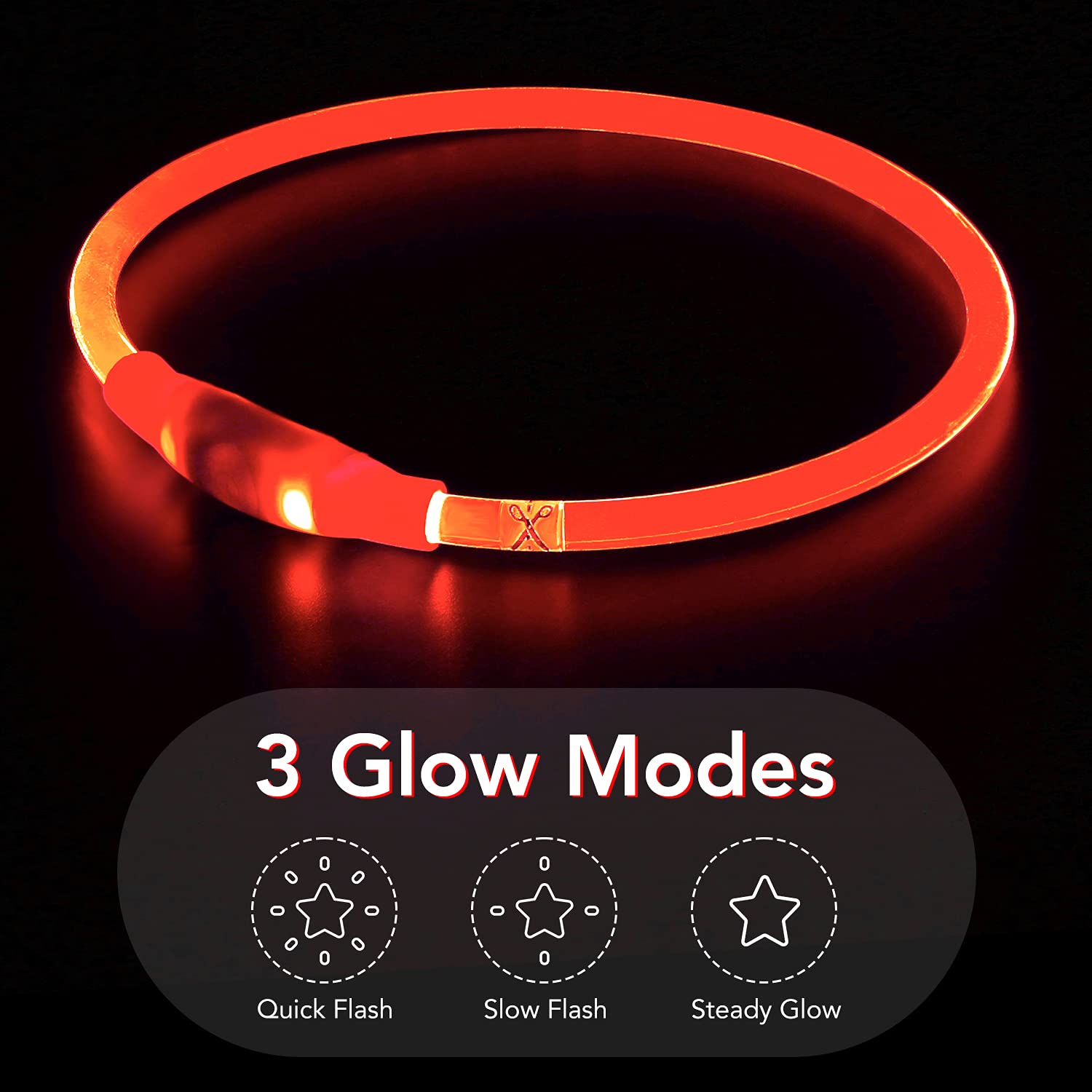Colaseeme Collar de perro con luz LED, 1 unidad, recargable por USB, TPU, brillante, de seguridad, básico, para perros grandes, medianos y pequeños (rojo)