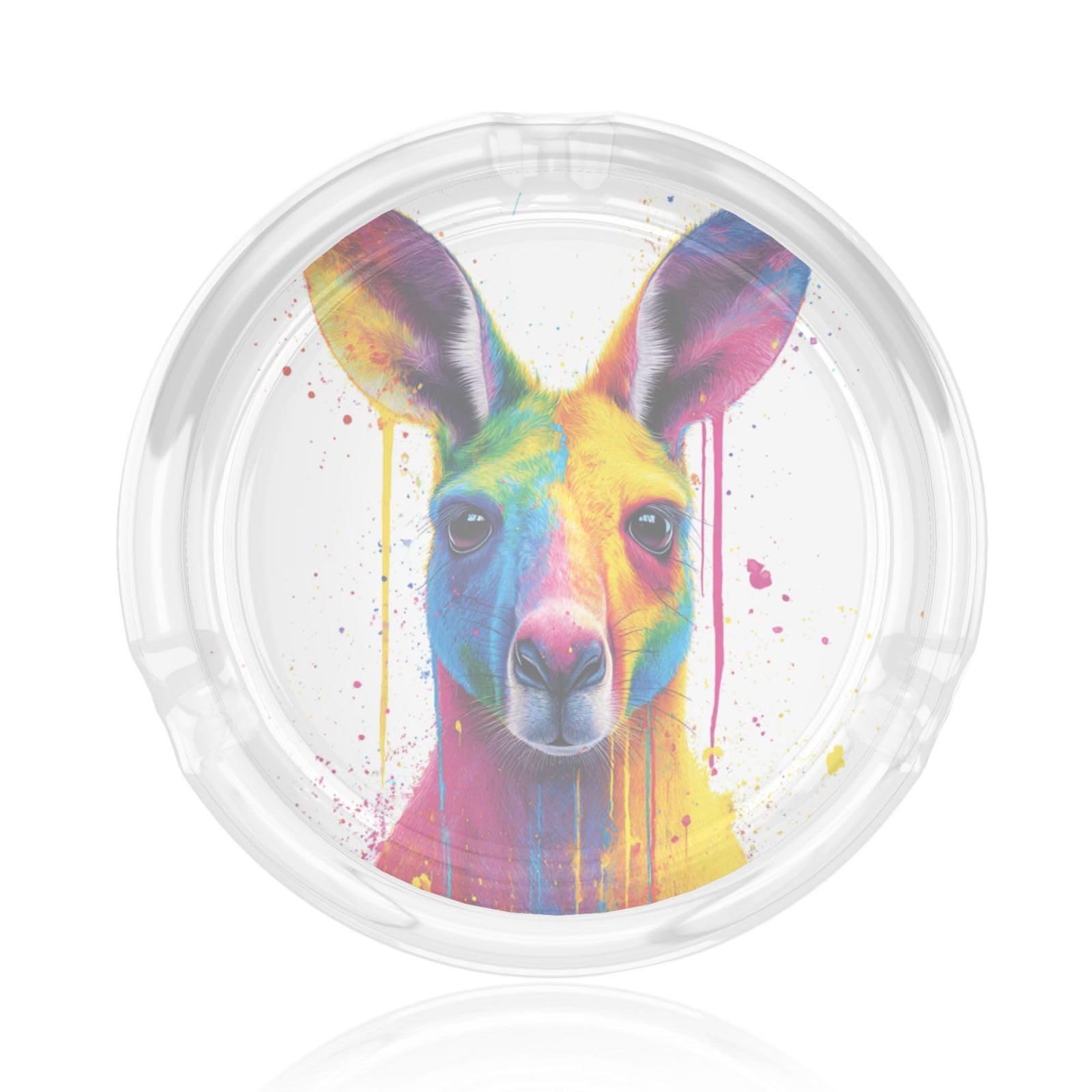 Rainbow Colored Kangaroo Glass Ashtray For Cigarettes Ash Trays Case For Home Office Decor